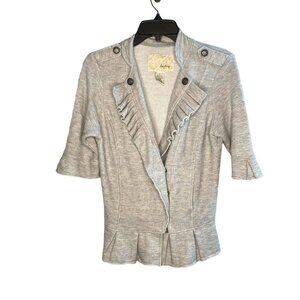 Buckle Daytrip women's gray short sleeve peplum cardigan ruffle size Small